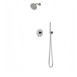 Round 2-Way Pressure Balance Shower Trim Kit With Rain Shower Head And Hand Held Shower Satin Brass