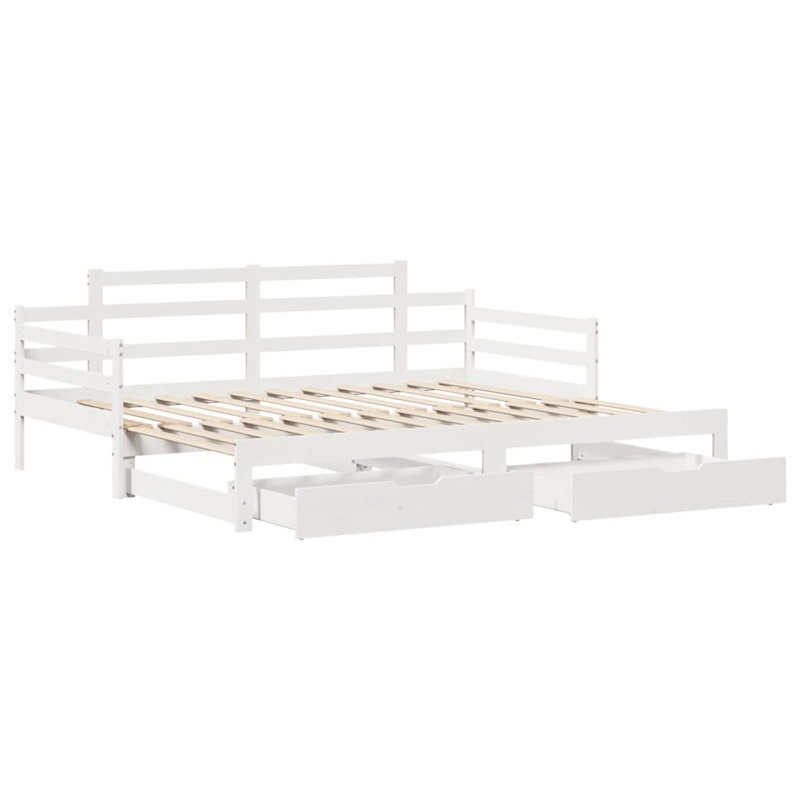 Rhania Solid Wood Daybed with Trundle, Single (3'), White