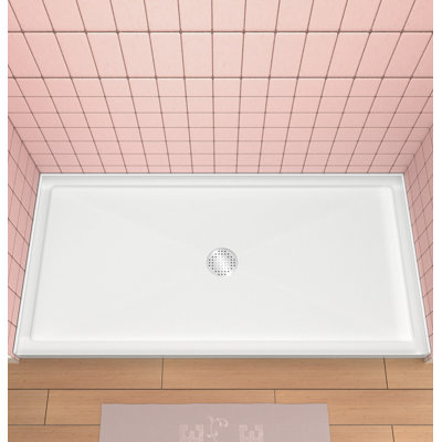 72'' W 36'' D Rectangular Triple Shower Base with Center Drain, Non-Slip Acrylic Alcove Shower Pan with 3-Sided Integrated Tile Flanges