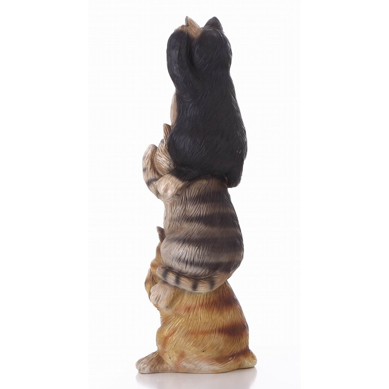 Textured Polyresin Stacking Cats Statue for Outdoor Decor