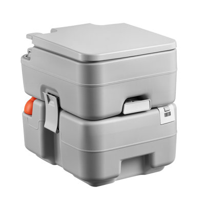 Toilette portative de camping avec réservoir de déchets de 5,3 gallons et réservoir de chasse de 3,2 gallons, pompe à piston manuelle, contrôle des odeurs à valve coulissante, fabrication en ABS pour les véhicules récréatifs, les voyages et l'extérieur