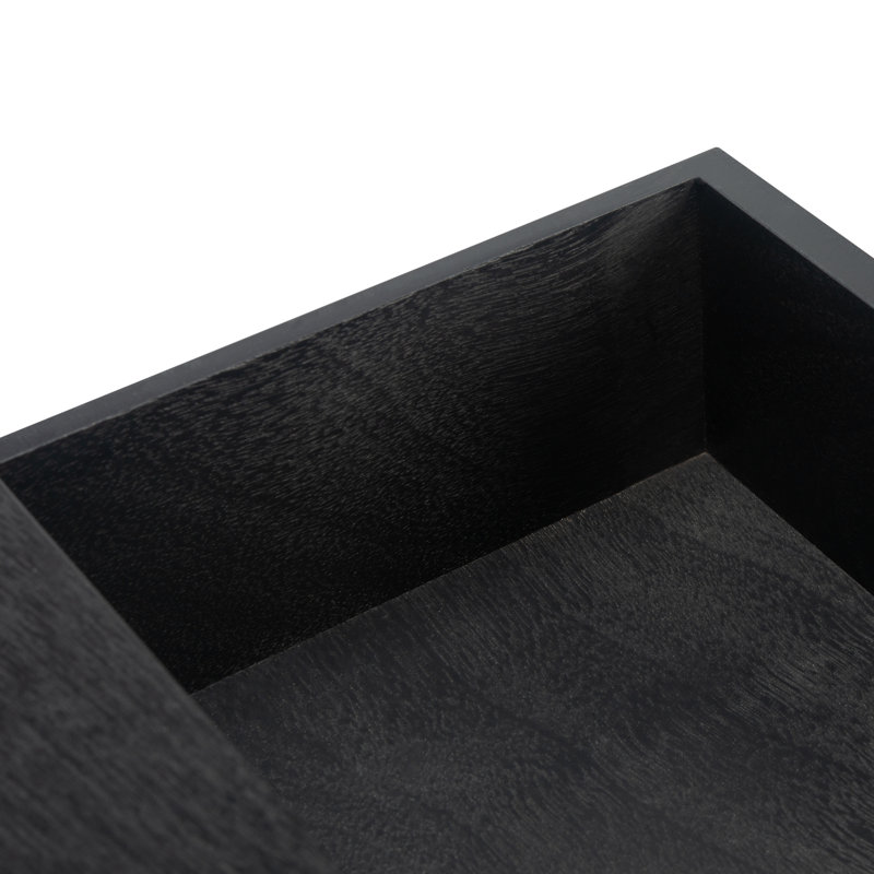 Noir Carved Wood Accent Table with Storage Drawer