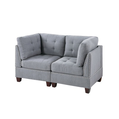 Modular - 2pc Gray Fabric Chair, 32"x32"x35" H, With Wood Frame Dominion Linen-like Conspicuousness