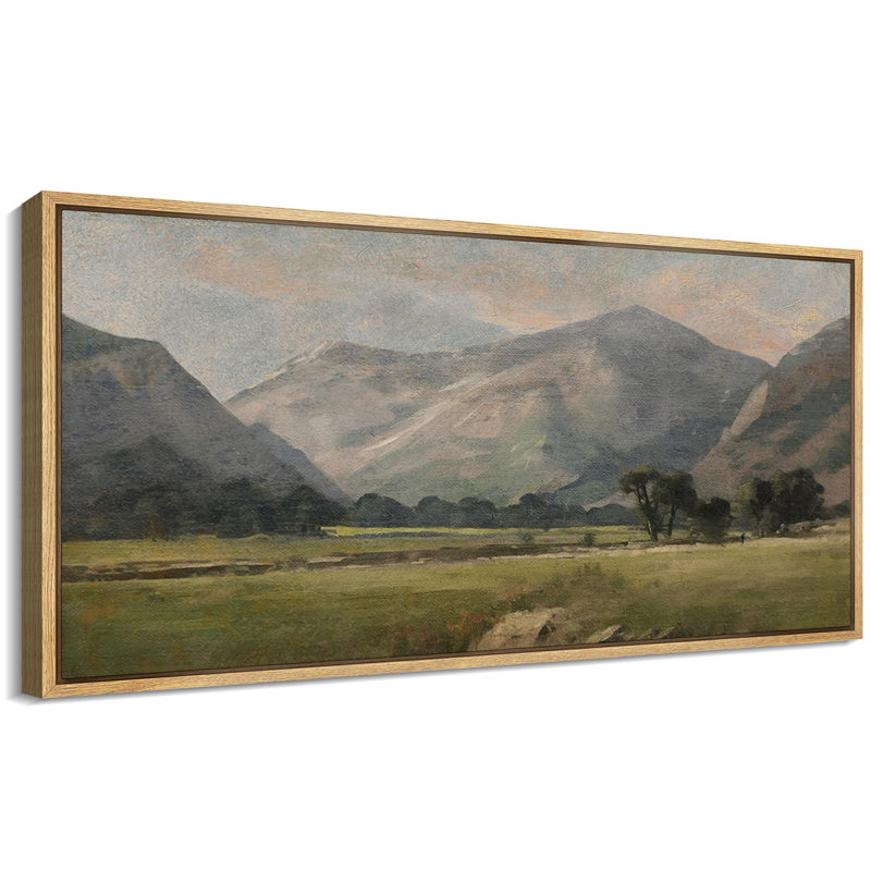 «Pastoral Beauty Classic Mountainous Landscape Antique Retro Colorful Colorful Large Wall Decor», reproduction encadrée