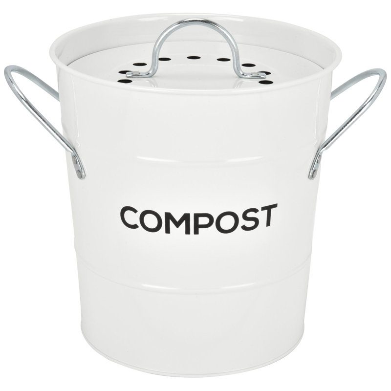Acier 1 gallon Composteur de cuisine, Blanc