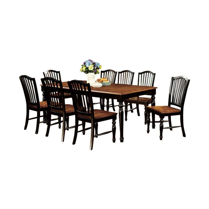 Lisania Extendable Four Leg Dining Set, 9 Pieces: Table, 8 Chairs