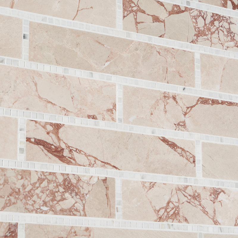 Carreau de mosaïque murale 11,73 po x 16,45 po Westgate, Rose