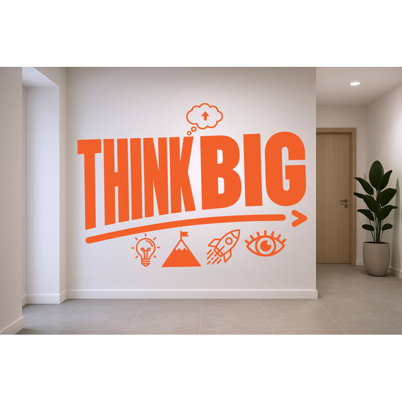 Adhésif décoratif «Think Big Idea», ampoule pour bureau, Blanc, 35 po x 50 po