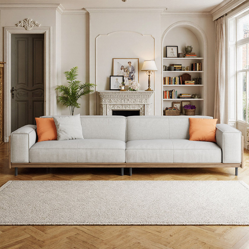Large 2.8-Metre Walnut Fabric Sofa Bed, 4-5 Seater with Solid Wood Frame & High Resilience Foam, Spacious Couch for Living Room, Office, UK Direct Delivery King Size