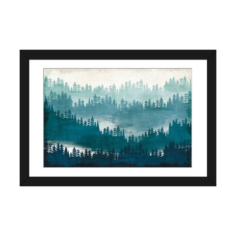 «Mountainscape II», impression sur toile tendue, H 16 po x l 24 po x P 1 po, Papier d'art encadré noir, Blanc