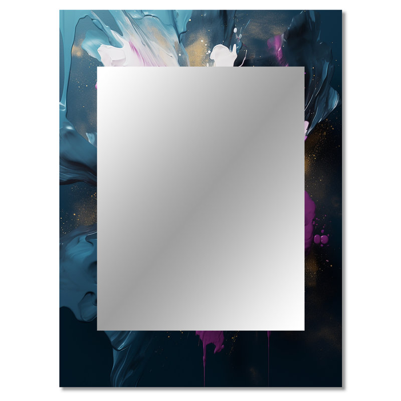 Réalités mauves et bleues sur toile I - peinture abstraite, miroir mural moderne grand, art imprimé en métal, 40 po x 30 po