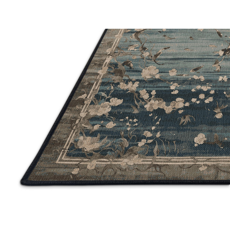 Machine Washable Gray Area Rug, Rectangle 7' x 9'