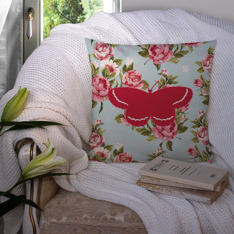 Coussin décoratif en tissu intérieur/extérieur bleu shabby beige square, H 18 po x l 18 po x P 5,5 po