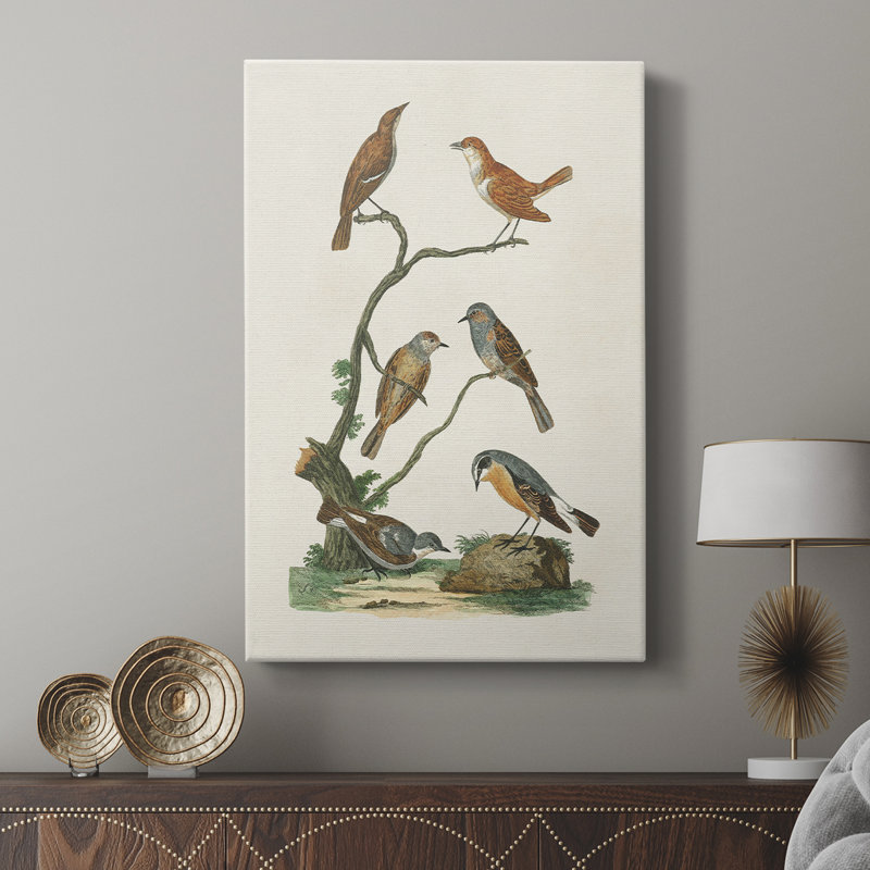 Oiseaux antiques dans la nature IV - galerie Cavas sur mesure, H 18 po x l 12 po