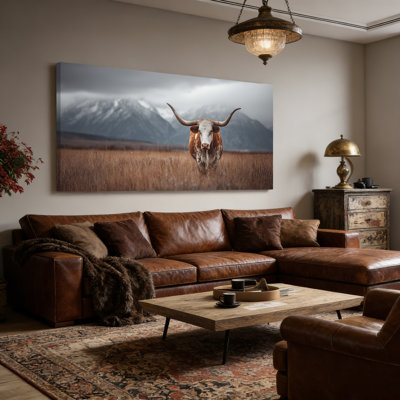 Large Highland Cow Canvas Wall Art Rustic Animal Pictures Wall Decor, Serene Pasture Photography Living Room Painting, Earth Tone Highland Cow Wall Decor for Bedroom Office