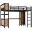 Grand lit mezzanine en métal de style moderne avec rangement et établi en L, bureau robuste à assemblage simple, armoire 4 compartiments, idéal pour les petits espaces-959113638