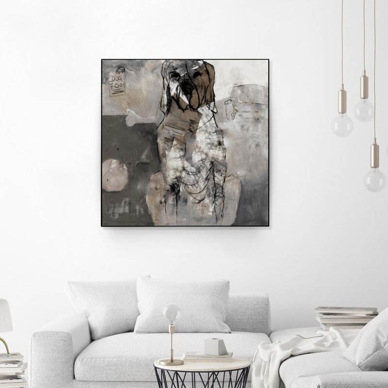 Pensées de chien (ouaf), toile encadrée par Giant Art, H 30 po x l 30 po