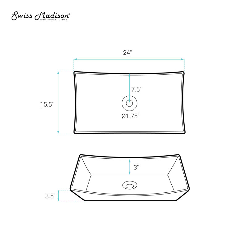 Annecy 23.5 Rectangle Vessel Bathroom Sink