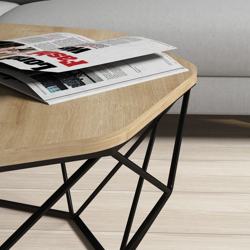 Table basse moderne industrielle de 35,4 po x 15,0 po x 35,4 po | 100% panneau de particules enduit de mélamine, 0,7 pouce d'épaisseur | Structure en métal robuste, design élégant pour le salon et le bureau, facile à assembler
