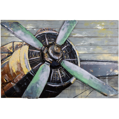 Hélice d'avion unique en son genre - Peinture encadrée sur métal