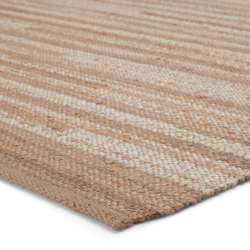 Kismet Hand-Knotted New Age 8' x 10' Jute Area Rug in Beige/Cream/Tan, Rectangle 2' x 3'