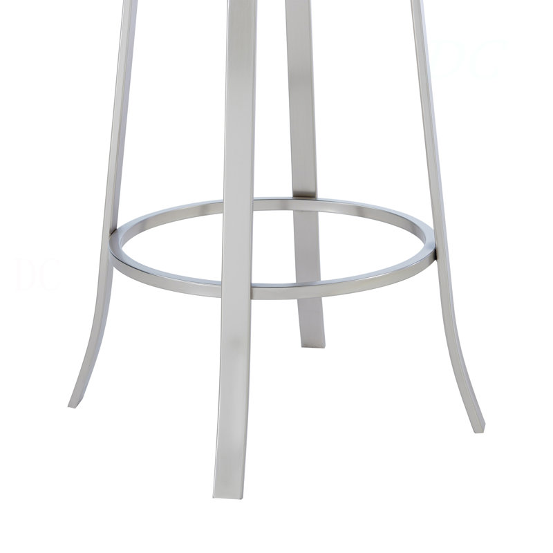 Tabouret de bar de 30 po de hauteur Xadriel en acier inoxydable brossé et similicuir gris