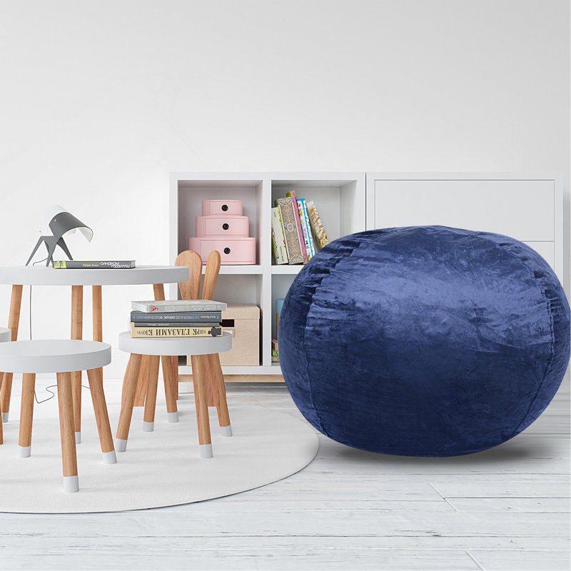 Fauteuil à billes Minky, Velours marine, 39" H x 56" W x 56" D
