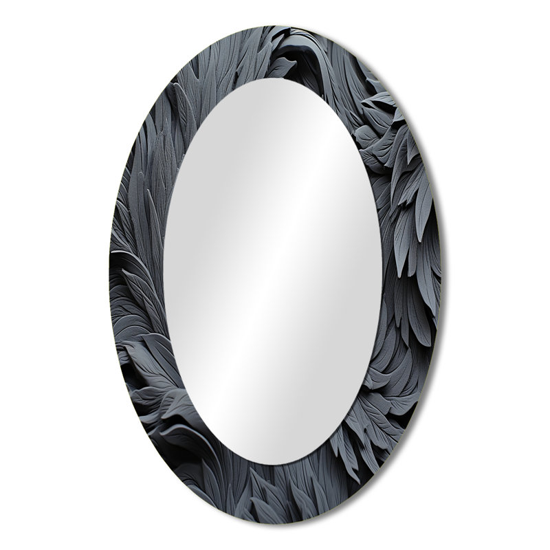 Gris spirale spirale Sprial II - miroir décoratif ovale abstrait sur métal, 36 po x 24 po