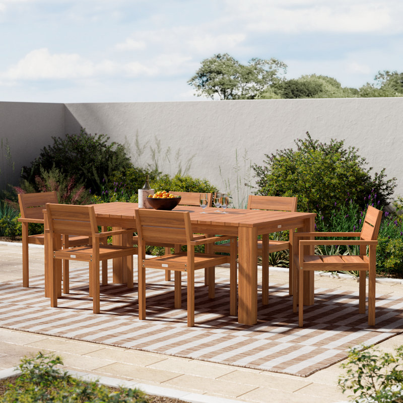 Azul 6 - Person Acacia Wood Patio Dining Set with Rectangular Table