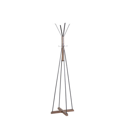 Reclaimed Wood And Metal Freestanding Coat Rack With Hooks Use In Bedroom
