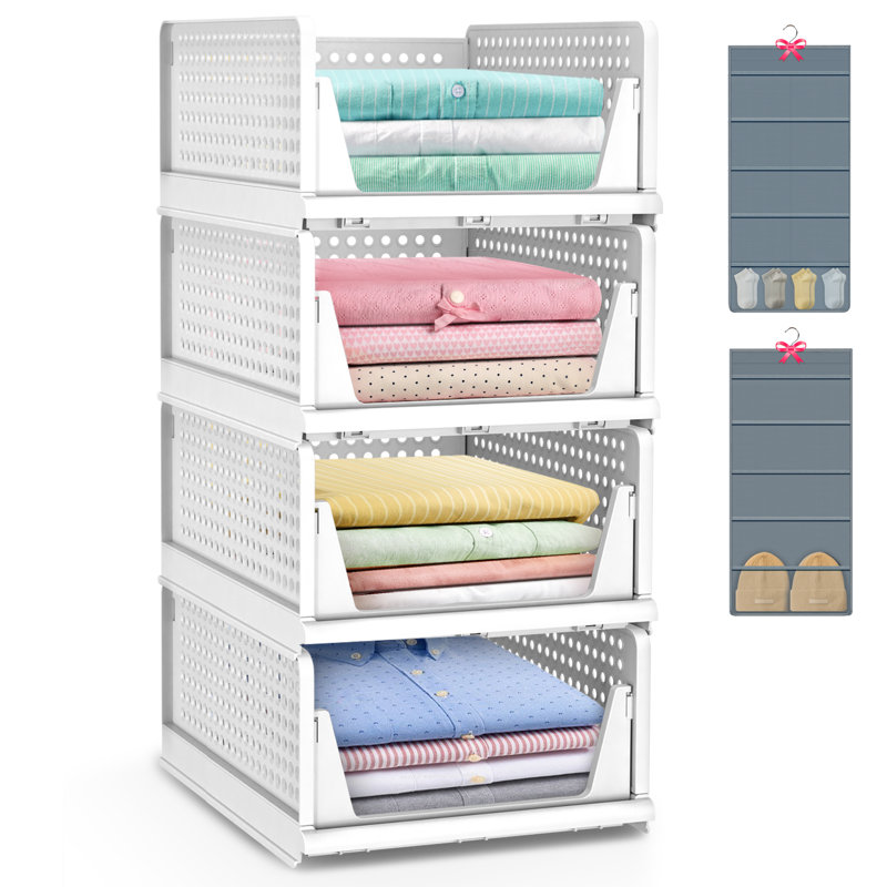 Ensemble de 4 caisses en plastique Steadham, Blanc