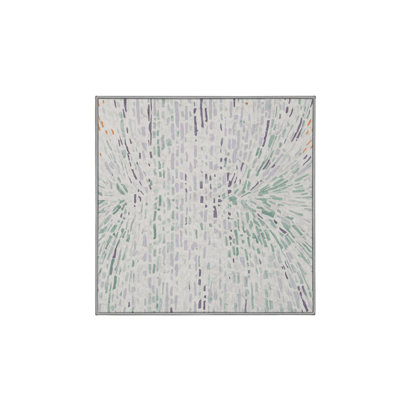 Machine Washable Gray Area Rug, Square 4'