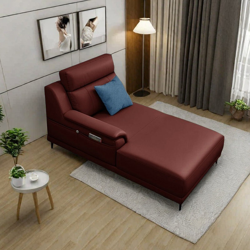 Fauteuil inclinable en similicuir à haute élasticité, Orienté à droite, Rouge datte