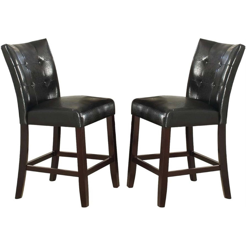 Ensemble de 2 chaises hautes capitonnées modernes en similicuir