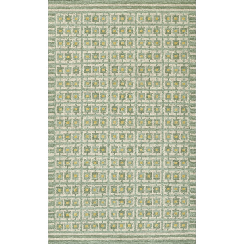 Tapis géométrique en laine et en coton tissé à la main Freya, Rectangle 9' x 12'