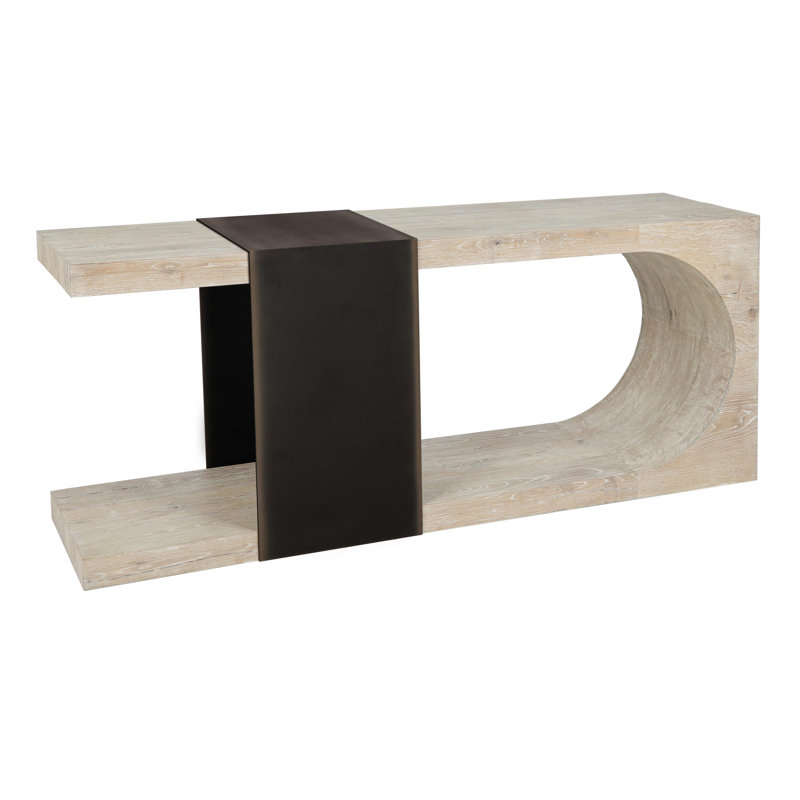 Danica 72'' Antique White and Black Wood Console Table