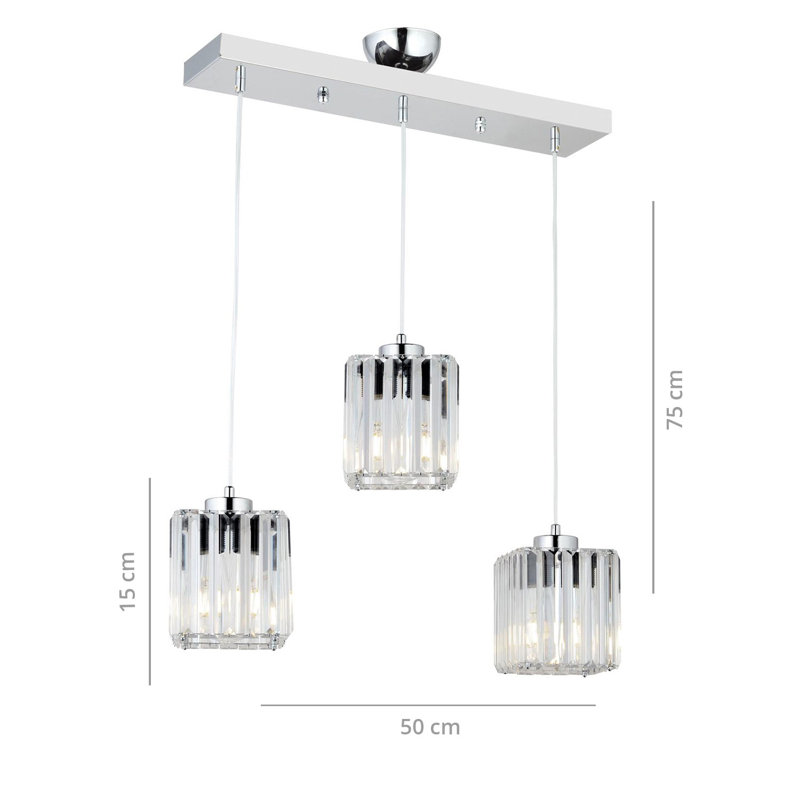 Luminaire suspendu carré à 3 lumières pour îlot de cuisine Enders