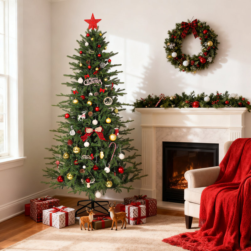 Arbre de Noël artificiel pré-éclairé pour la maison ou le bureau, H 7 pi