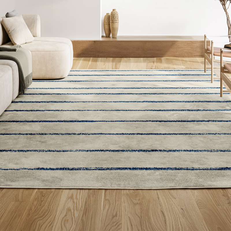 Blaxlands Minimalist Stripe Cream/Navy Rug, Rectangle 7'9" x 10'