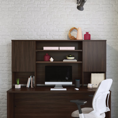 72" x 24" Desk With Hutch, Brown finish