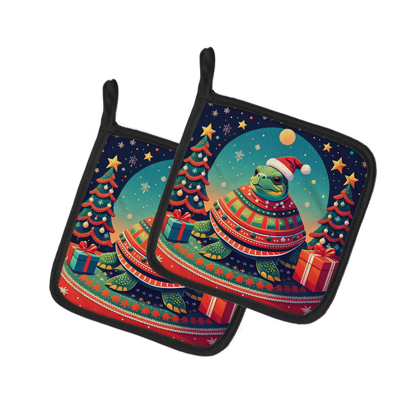 Paire de porte-casseroles tortue de Noël
