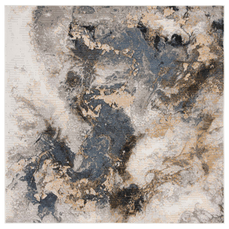 Pyramid Performance Abstract Rug, Square 6'7"