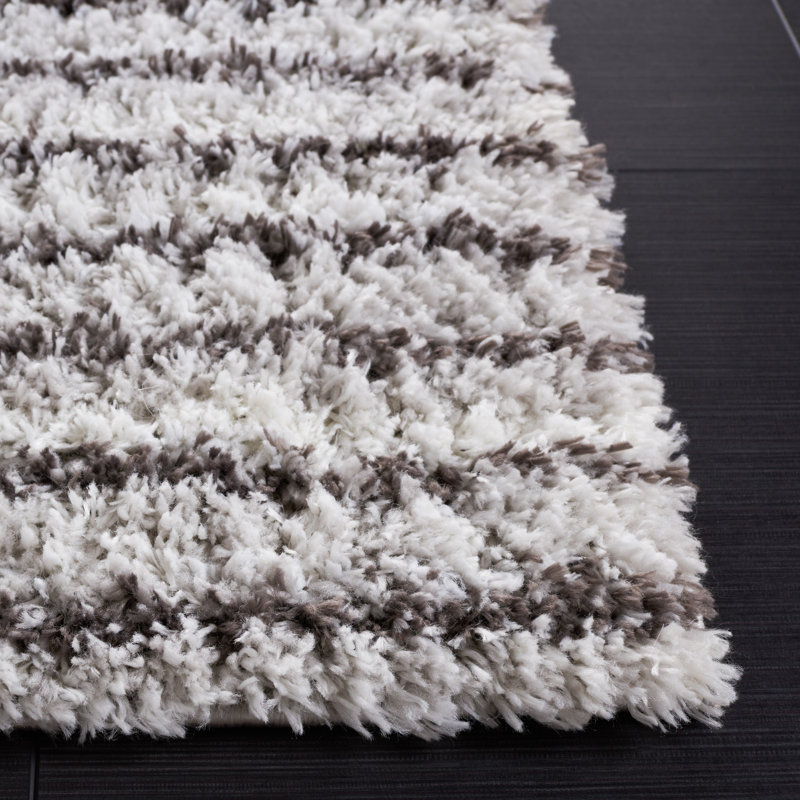 Gray and Dark Gray 7' Square Synthetic Shag Rug