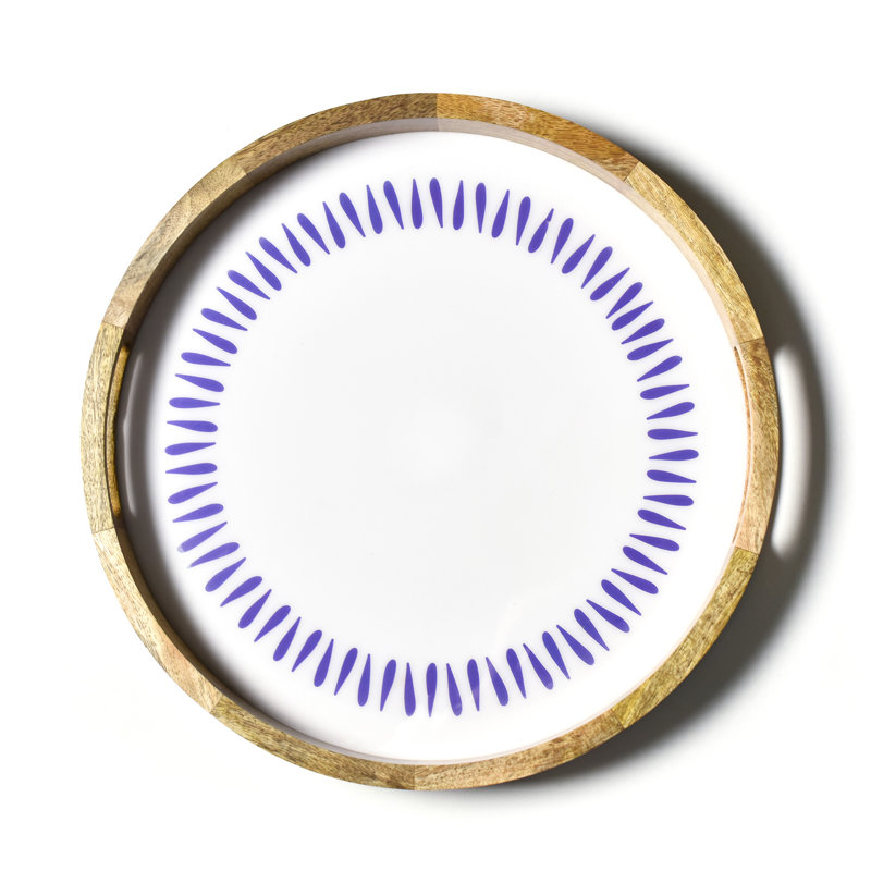 Iris Blue Rectangle Wood Tray