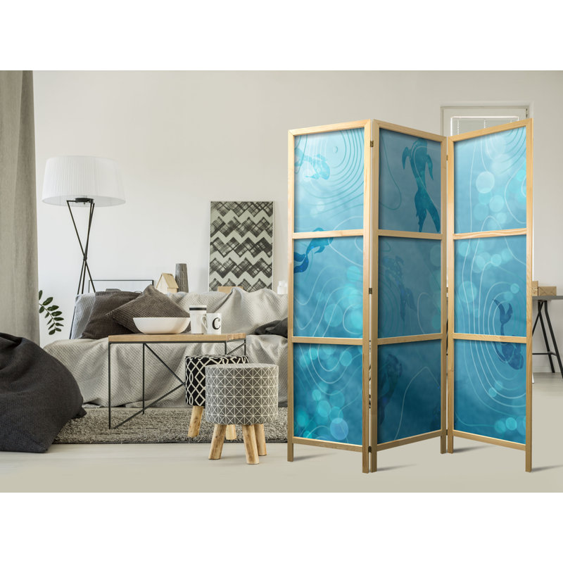 171cm H Solid Wood Folding Room Divider, 171cm H x 135cm W x 1.2cm D, 3