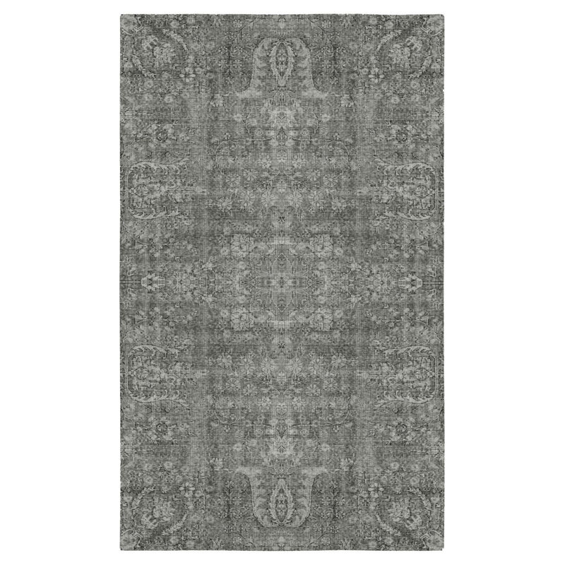 Tapis noir lavable à la machine Vintage, Tapis de couloir 4 pi 11 po x 9 pi 10 po