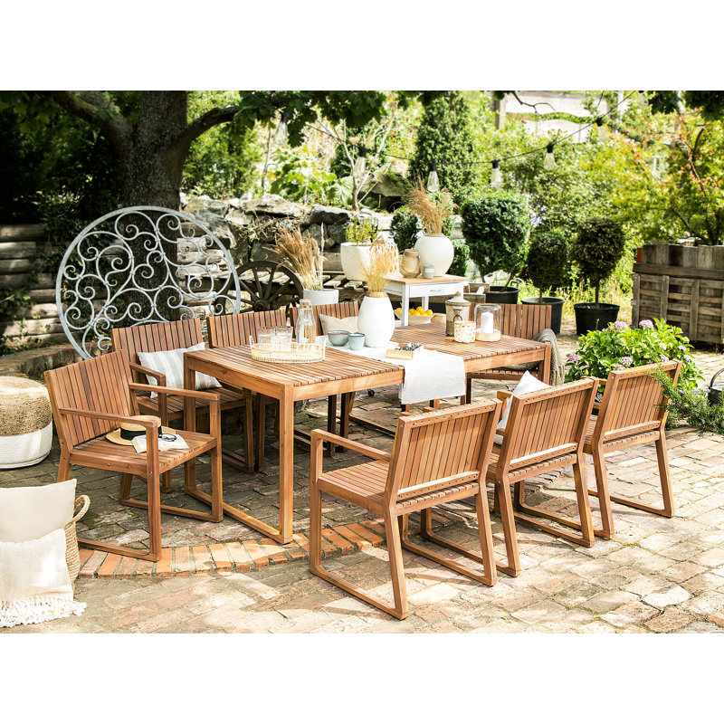 Estal 6 - Person Acacia Wood Patio Dining Set with Rectangular Table , Cushions Included