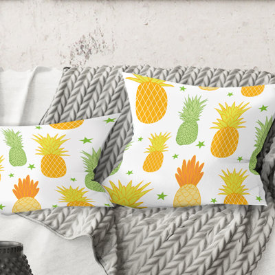 Pineapple Summer Bliss II - Mid-Century Modern Printed Throw Pillow