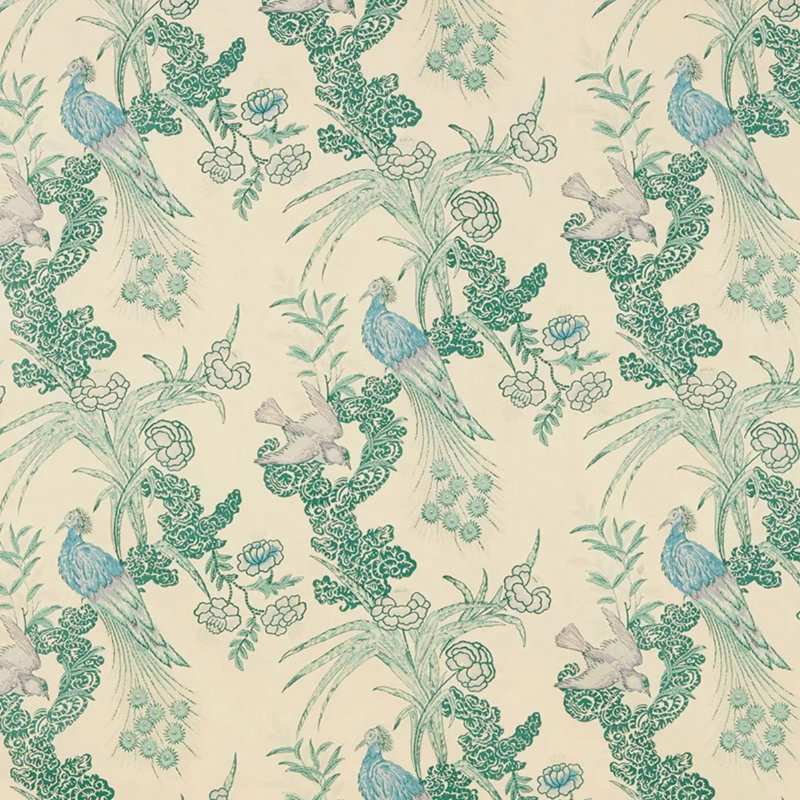 Tissu paon Schumacher x Miles Redd, Crème