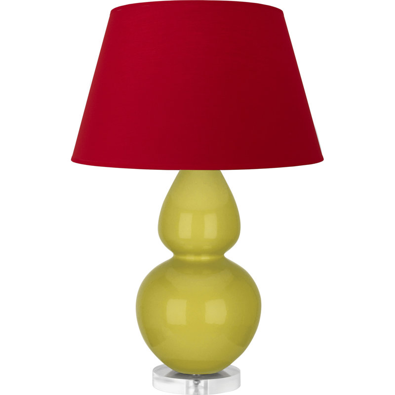 Double Gourd Table Lamp, Navy/Gray, Daisy Glazed/Silver